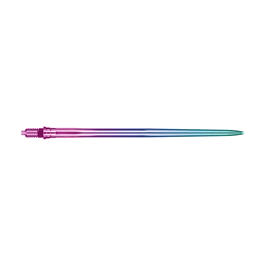 Pointes de fléchettes Caliburn EZ-EVO - Lisses - Arc-en-ciel Das Bild zeigt EVO250 Caliburn EZ-EVO Dartspitzen Smooth Rainbow 50mm. Es handelt sich um längere, bunte Dartspitzen in Regenbogenfarben.