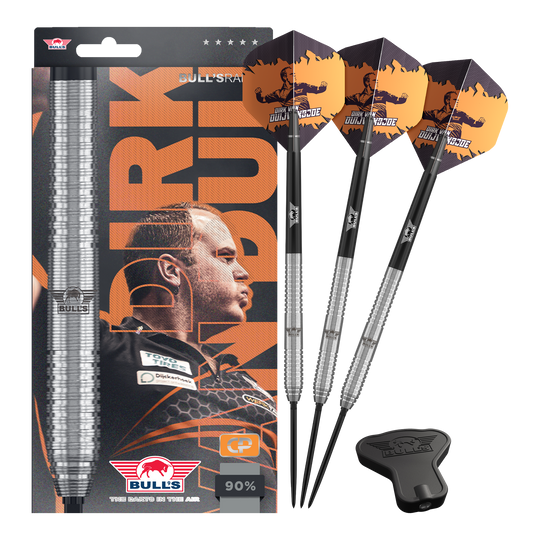 Bulls NL Dirk Van Duijvenbode Original Convertible Point Steeldarts Abgebildet ist Bulls NL Dirk Van Duijvenbode Original Convertible Point Steeldarts. Das Set ist silberfarben gestaltet.