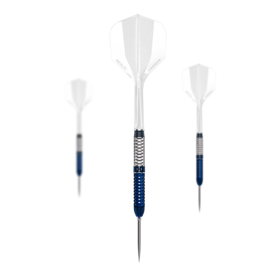 Dardos de acero Harrows GEO Parallel Quick Point Das Bild zeigt ein Set der Harrows GEO Parallel Quick Point Steeldarts. Mehrere Pfeile bilden zusammen das vollständige Produktset.