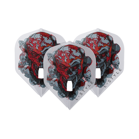 Abgebildet sind die L-Style Ryan Searle Signature V4 Clear White L1PRO Flights. Diese Flights sind speziell für Dartspieler entworfen.