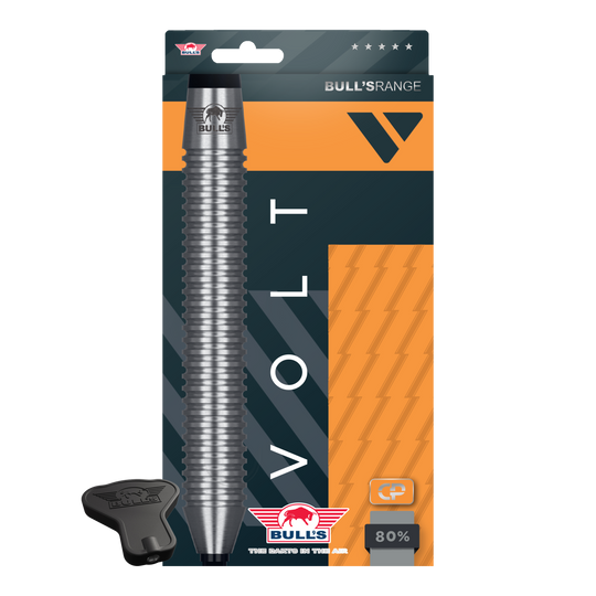 Šipky Bulls NL Volt Orange Convertible Point Steel Darts Das Produkt zeigt Bulls NL Volt Orange Convertible Point Steeldarts. Hier ist das Set aus einer weiteren Perspektive.