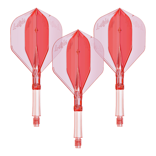 L-Style L-Sytem Flights - Clear Red-190 Das Bild zeigt ein Set L-Style L-System Flights in klarrot, kleine Größe 190. Das Produkt wird als Dartzubehör verwendet.