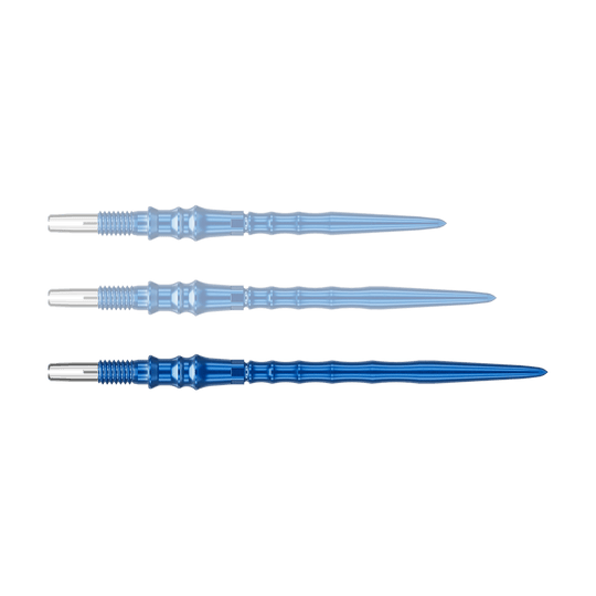 Target Japan Premium Swiss Point Dartspitzen - Blau Das Bild zeigt eine blaue Dartspitze. Die Spitze ist 40 mm lang.