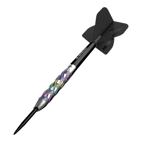 Dardos de acero Shuriken de Mission Mission Shuriken Steeldarts werden auf diesem Foto dargestellt. Die Steeldarts sind gut sichtbar und detailliert abgebildet.