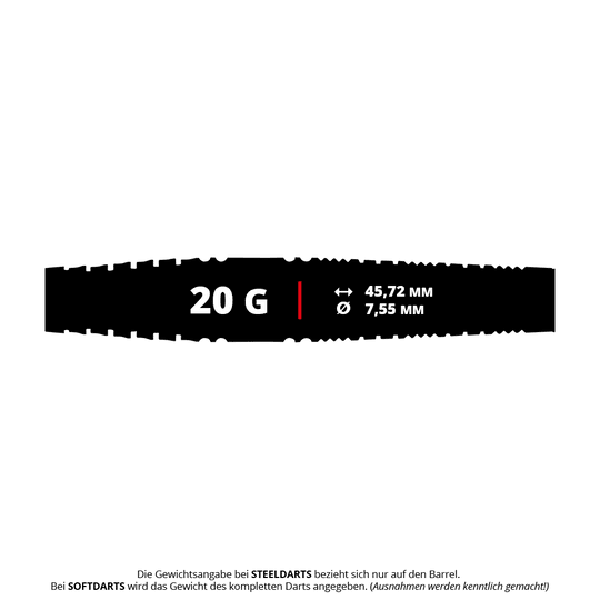 Dardos blandos Red Dragon Recon Torpedo - 20 g Auf dem Bild sind Red Dragon Recon Torpedo Softdarts mit einem Gewicht von 20g zu erkennen. Die Darts sind schlank und haben ein modernes Design.