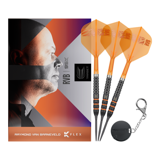 Target Raymond Van Barneveld 95 000 švýcarských bodů Steeldarts Das Bild zeigt die vollständigen Target Raymond Van Barneveld 95K Swiss Points Steeldarts. Dieses Modell richtet sich an ambitionierte Dartspieler.