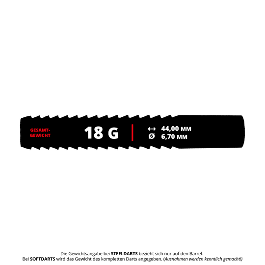 Hier ist das Produkt McDart Shark 2 Softdart Barrels mit 18g zu sehen. Die Barrels sind ideal für Softdarts.