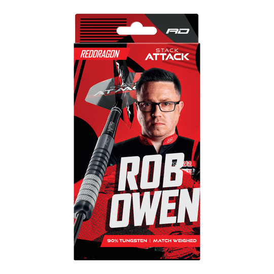 Red Dragon Rob Owen Stack Attack Steeldarts - 22g ist ein Dartpfeil-Set mit einem Gewicht von 22 Gramm. Das Produkt ist ideal für Dartspieler aller Erfahrungsstufen.