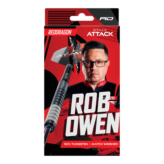 Ocelové šipky Red Dragon Rob Owen Stack Attack - 22g Red Dragon Rob Owen Stack Attack Steeldarts - 22g ist ein Dartpfeil-Set mit einem Gewicht von 22 Gramm. Das Produkt ist ideal für Dartspieler aller Erfahrungsstufen.