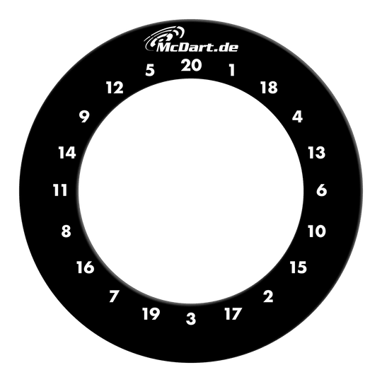 McDart HD Zahlen Surround Das Bild zeigt einen Dartboard-Surround in schwarzer Farbe. Es handelt sich um das Modell 'DBS-HD-schwarz_HD_Zahlen_Surround_Schwarz_2_(1)'.