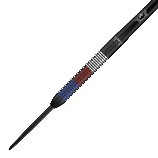 Zu sehen sind die Bulls NL Karel Sedlacek E2 Steeldarts mit 24 Gramm Gewicht. Das Produkt richtet sich an Dartspieler, die Wert auf professionelle Ausrüstung legen.