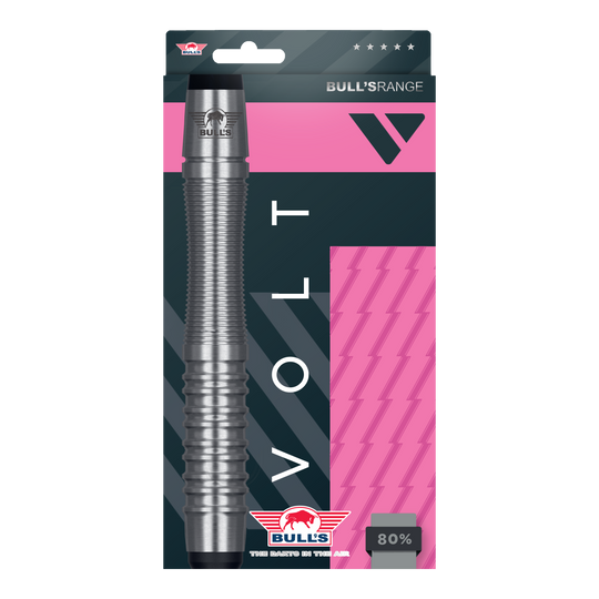 Šipky Bulls NL Volt Pink Soft - 19g Abgebildet ist das Set Bulls NL Volt Pink Softdarts - 19g. Mehrere Softdarts sind im Set enthalten.