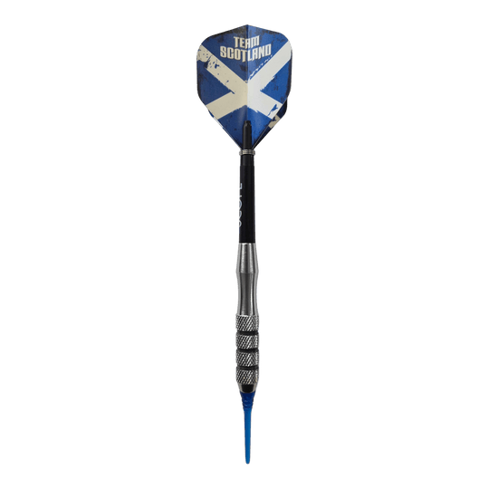 Dardos blandos de latón con la Cruz Escocesa de McDart - 18 g Abgebildet sind die McDart Scottish Cross Brass Softdarts mit 18g. Die Darts tragen ein schottisches Kreuz und sind für Softdarts ausgelegt.