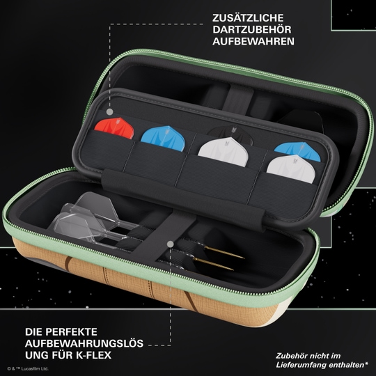 Pouzdro na šipky Target Star Wars Boa - Grogu Target Star Wars Boa Dartcase - Grogu zeigt eine spezielle Darttasche mit Grogu-Design. Es ist perfekt für Fans von Star Wars und Dartspieler.