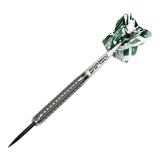 Šipky GOAT Fairway V1 z wolframové oceli Das Set GOAT Fairway V1 Tungsten Steeldarts wird gezeigt. Die einzelnen Barrels sind nebeneinander gelegt.