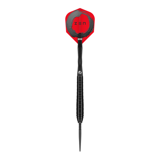 Shoty ZEN Torpedo Turbo Point Steel Darts - 23g Auf diesem Bild sind die Shot ZEN Torpedo Turbo Point Steeldarts - 23g zu sehen. Die Steeldarts werden präsentiert.
