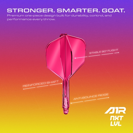 Sistema di alberi di volo GOAT A1R No6 - Rosa neon Hier ist das GOAT A1R No6 Flight-Shaft-System in Neon Pink zu sehen. Dieses Zubehör verbessert die Leistung beim Dartspielen.