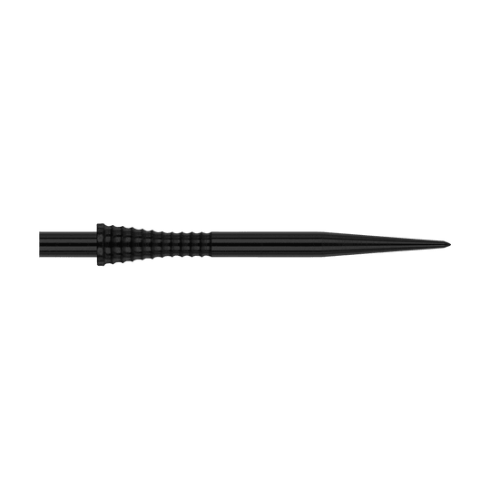 Red Dragon Raptor Gripped Black Steeldartspitzen 38mm Das Bild zeigt die Red Dragon Raptor Gripped Black Steeldartspitze mit einer Länge von 38 mm. Die Spitze ist schwarz und hat eine geriffelte Grifffläche für besseren Halt.