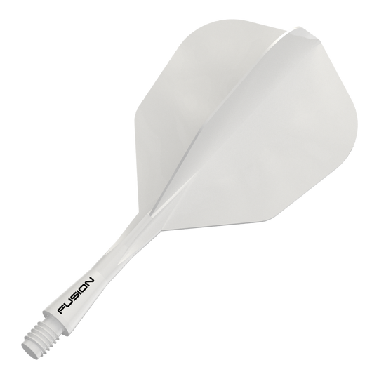 Winmau Fusion Flight-Shaft-System No6 Solid White Das Bild zeigt das Winmau Fusion Flight Shaft System No6 in Weiß, 22mm. Abgebildet ist vermutlich ein Dart-Zubehörteil.