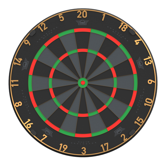 Diana de dardos de acero Bulls NL Advantage Black Edition Das Bild zeigt ein BullsNL Advantage Black Edition Steeldartboard. Es handelt sich um ein Produktbild des Dartboards.