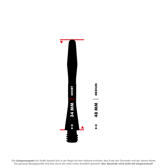 Bulls NL Cetra Aluminium Shafts - Rot Ein Aluminium-Schaft für Dartpfeile ist zu sehen. Das Bild zeigt den Artikel in der Größe 34mm.