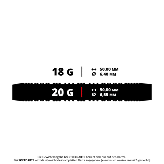 Harrows Impact Softdarts Das Bild zeigt einen Harrows Impact Softdart mit 20 Gramm. Dieses Modell ist ideal für elektronische Dartscheiben.