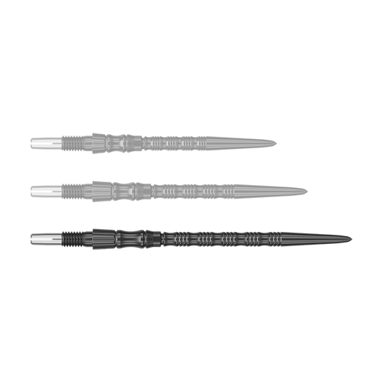 Target Signature Swiss Point TRB Steeldartspitzen - Schwarz Ein schwarzer Dartspitzenaufsatz ist abgebildet. Die Dartspitze ist 42 mm lang und gehört zur SwissPoint Signature TRB Serie.