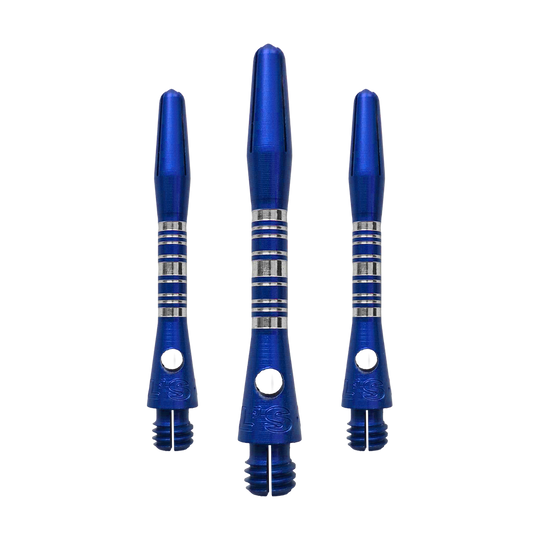 Bulls NL Supra Aluminium Shafts - Blau - 34 mm Das Bild zeigt ein Set Bulls NL Supra Aluminium Shafts in Blau mit 34 mm Länge. Die Schäfte sind aus Aluminium gefertigt und bieten eine hohe Qualität.