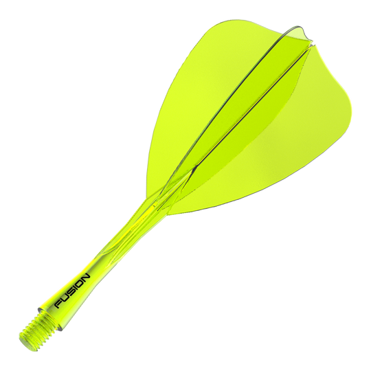 Winmau Fusion Flight-Shaft-System Arrow Neon Yellow Abgebildet ist ein Dartshaft- und Flight-System in Neongelb, 28 mm lang. Der Artikelname deutet auf ein Winmau Fusion Flight Shaft System Arrow hin.