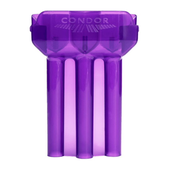 Condor DUAL Dartcase Das Bild zeigt ein lila Dart-Etui der Marke Condor. Das Etui hat drei Röhren, um Darts sicher aufzubewahren.