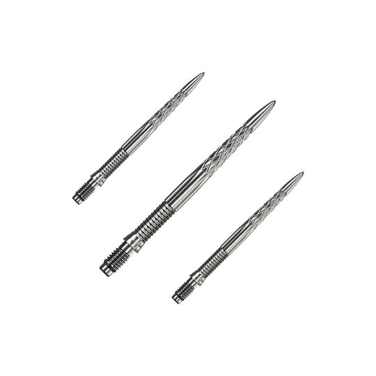 Mission R2.5 Rapid Point DSX Dartspitzen - Silber Das Bild zeigt Mission R25 Rapid Point DSX Dartspitzen in Silber mit einer Länge von 30mm, als Set verpackt. Die Dartspitzen sind speziell für den Dartsport entwickelt.