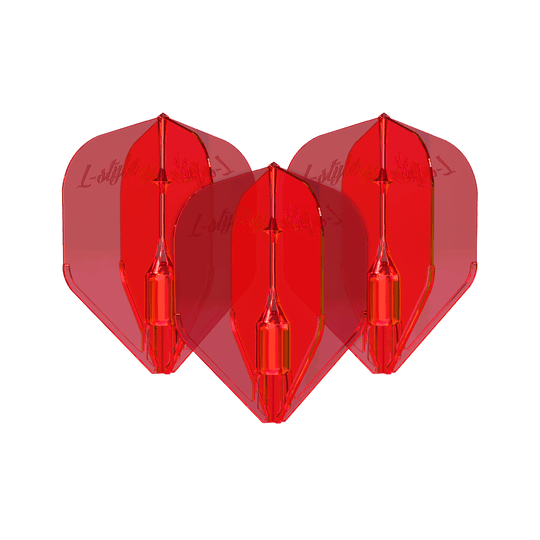 Lotki L-Style Fantom L3EZ w kolorze czerwonym Das Bild zeigt drei rote L-Style Fantom L3EZ Flights. Diese Flights werden als Zubehör für Dartpfeile verwendet.