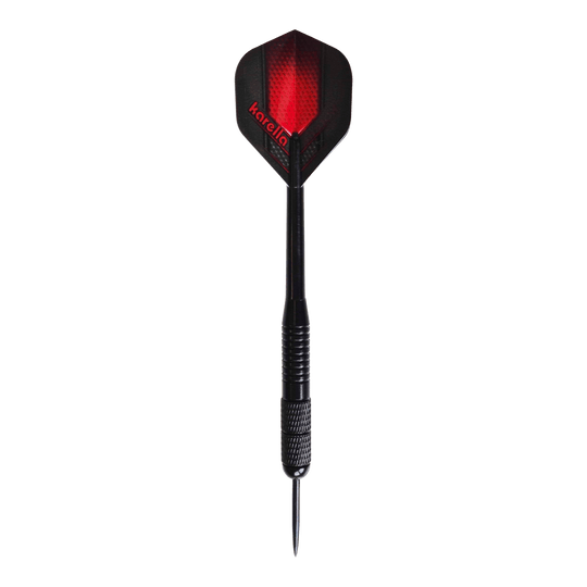 Fléchettes en acier Karella en laiton noir - 21 g Zu sehen sind die Karella Black Brass Steeldarts mit 21g. Das Produkt besteht aus Messing und ist in Schwarz gehalten.