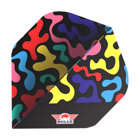 Hráč Národní ligy Bulls Ricky Evans, číslo 2, standardní lety Das Bild zeigt Bulls NL Player Ricky Evans No2 Standard Flights. Mehrere Flights für Darts sind präsentiert.