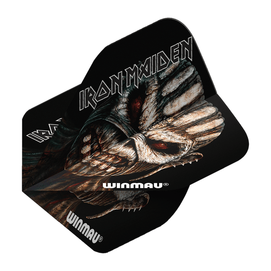 6905-239_Winmau_Iron_Maiden_Book_Of_Souls_Standard_Flights_2Cud9AyLj09LPO Das Bild zeigt die Winmau Iron Maiden Book Of Souls Standard Flights. Auf den Flights ist ein düsteres Motiv aus dem "Book Of Souls"-Album von Iron Maiden abgebildet.
