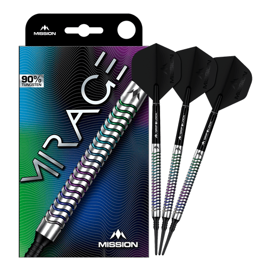Mission Mirage Softdarts - 20g sind auf diesem Bild zu sehen. Das Bild zeigt die Darts in voller Ansicht.