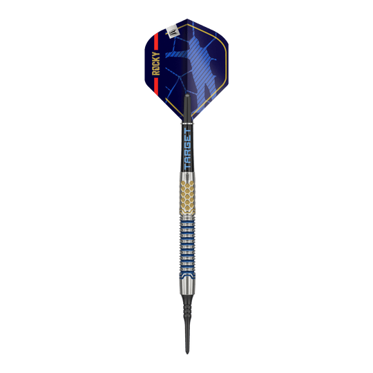 Měkké šipky Target Josh Rock GEN1 - 20g Das Bild zeigt einen Target Josh Rock GEN1 Softdart mit einem Gewicht von 20g. Der Dartpfeil hat ein modernes Design mit blauen und goldenen Akzenten.