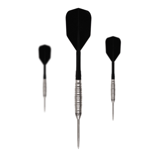 Ocelové šipky Caliburn Wolfpack W5 - 22g Zu sehen ist ein Set der Caliburn Wolfpack W5 Steeldarts - 22g. Das Set umfasst mehrere Steeldarts mit 22 Gramm Gewicht.