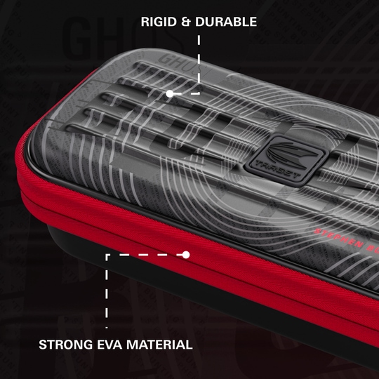 Pouzdro na šipky Takoma Ghost Series Stephen Bunting Auf dem Bild ist das Takoma Ghost Series Stephen Bunting Dartcase zu sehen. Es ist eine Schutztasche für Darts mit dem Design von Stephen Bunting.