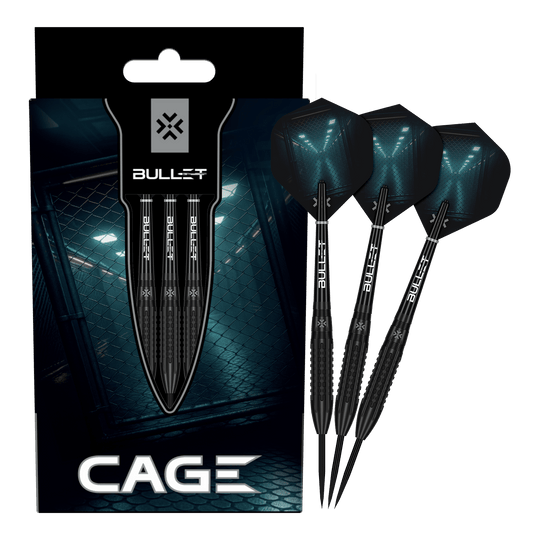 Abgebildet sind die Bullet Cage Steeldarts. Das Produkt eignet sich ideal für Dartspieler.