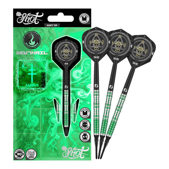 Měkké šipky Shot Alchemy Mythril - 20g Abgebildet sind die Shot Alchemy Mythril Softdarts - 20g in voller Ansicht. Das Produkt wird komplett dargestellt.