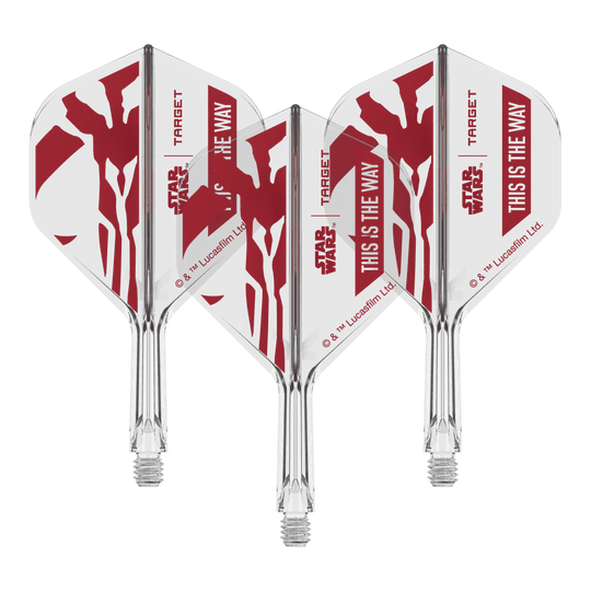 Set Target Star Wars K-Flex Mandalorian No2 Voli Standard Dieses Dart-Flight zeigt das Star Wars Motiv 'This Is The Way'. Es ist das Modell 'K-Flex This Is The Way No2 Standard Flights' mit 19mm.