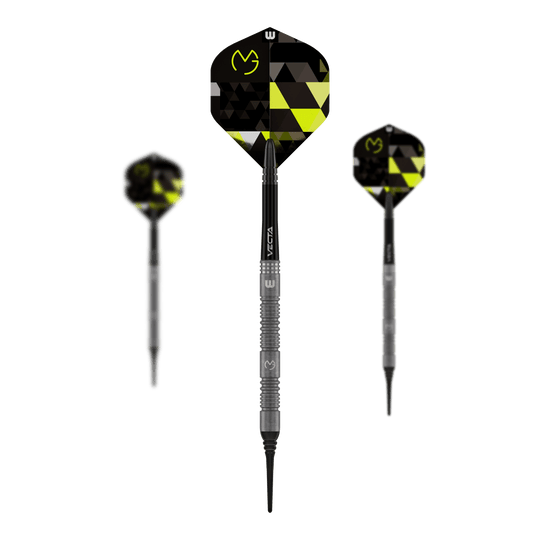 Winmau Michael Van Gerwen TS měkké šipky - 18g Zu sehen ist ein Set Winmau Michael Van Gerwen TS Softdarts - 18g. Enthalten sind mehrere Pfeile.