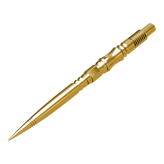 Harrows Quick Point Axis Elite Series Dartspitzen - Gold Die Harrows Quick Point Axis Elite Series Dartspitzen in Gold werden hier präsentiert. Die Dartspitzen liegen in einer Reihe und zeigen ihre metallische Farbe.