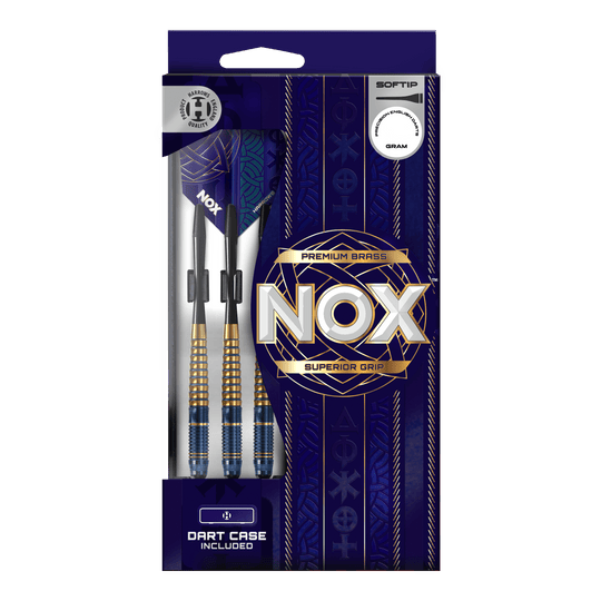 Dardos blandos de latón premium Harrows Nox Harrows Nox Premium Brass Softdarts. Die Abbildung zeigt Premium Softdarts aus Messing von Harrows.
