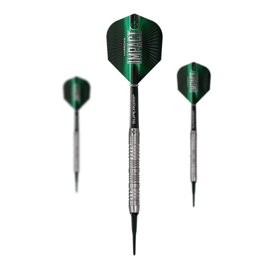 Harrows Impact Softdarts Das Bild zeigt ein Set der Harrows Impact Softdarts. Mehrere Darts sind zusammen zu sehen.
