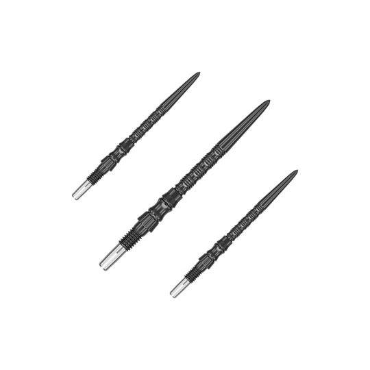 Pointes de fléchettes en acier Target Signature Swiss Point TRB - Noires Dieses Bild zeigt Dartspitzen in schwarzer Farbe, 30mm Länge, vermutlich das Set. Die Dartspitzen sind als Zubehör für Darts dargestellt.