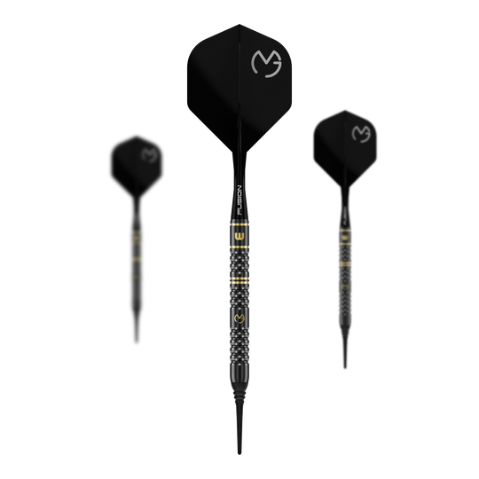 Winmau Michael Van Gerwen W-MAX Softdarts - 18g Zu sehen ist das Set Winmau Michael Van Gerwen W-MAX Softdarts - 18g. Enthalten sind mehrere Softdarts.