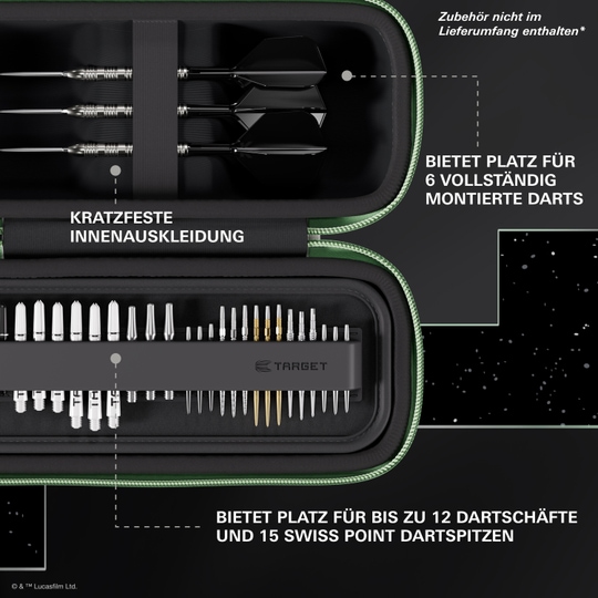 Pouzdro na šipky Target Star Wars Boa - Grogu Target Star Wars Boa Dartcase - Grogu ist ein Dartcase mit Grogu-Motiv aus der Star Wars Serie. Das Produkt eignet sich ideal für das sichere Aufbewahren von Darts und Zubehör.