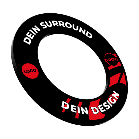 Obložení terče s vaším designem Ein Bild mit dem Namen MSF-Schwarz_Dartboard_Surround_Wunschdruck_Schwarz_1. Es zeigt vermutlich ein schwarzes Dartboard-Surround mit individuellem Druck.